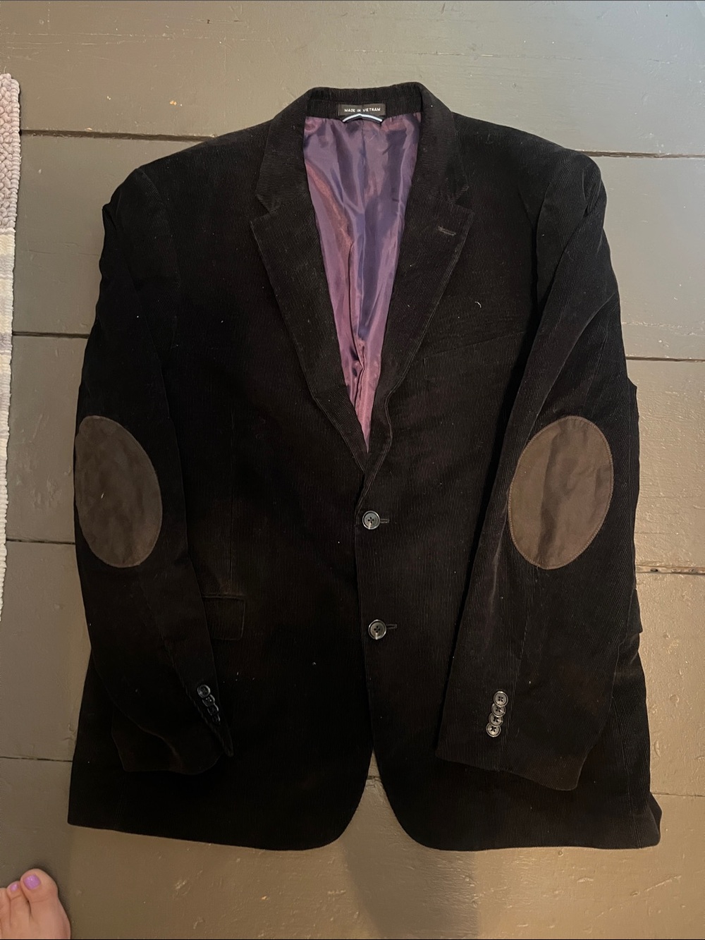 Men's Black Tommy Hilfiger Corduroy Blazer with Elbow Patches